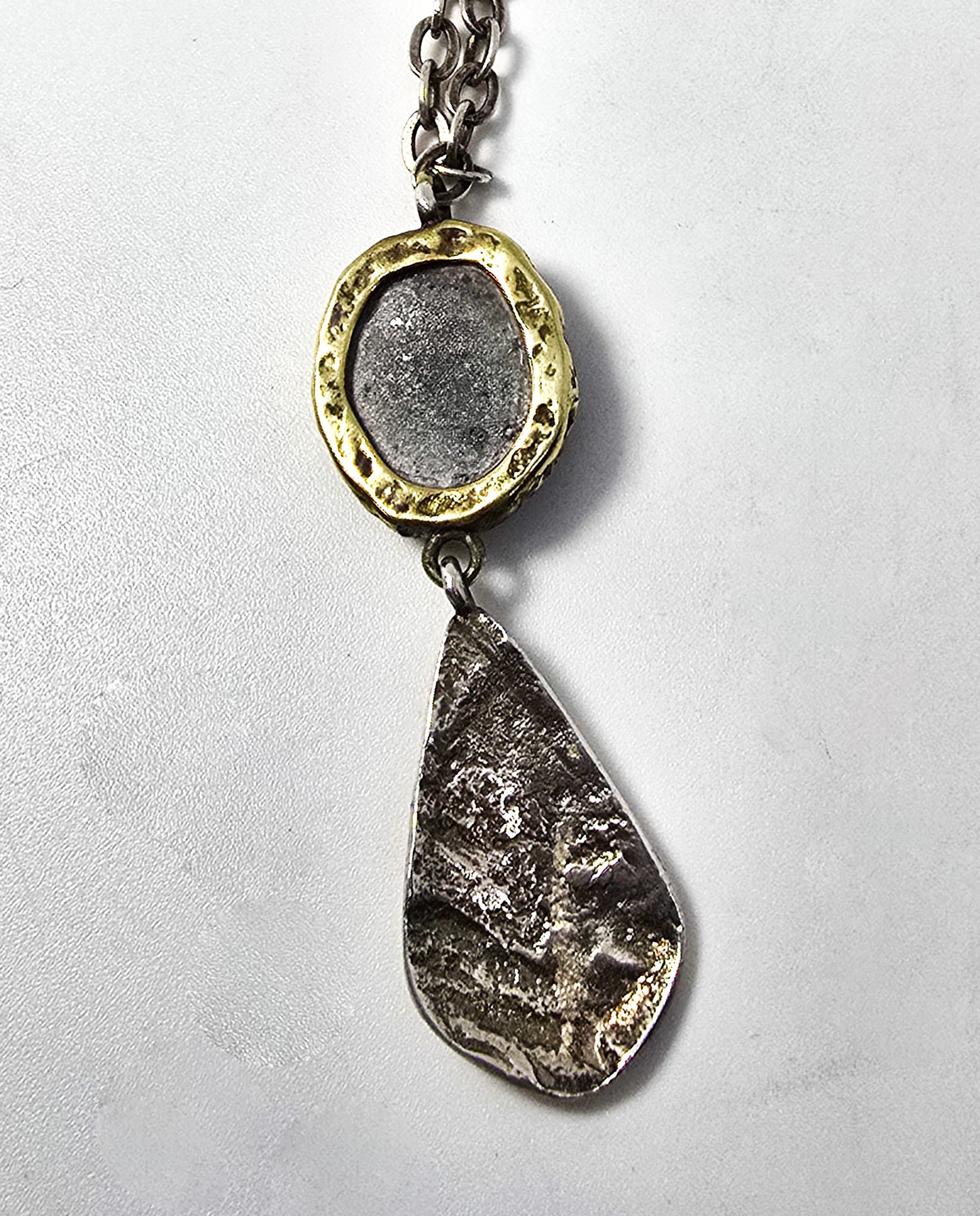 "Glisten Up" Druzy Pendant Silpada signed sterling silver and brass Necklace N3095