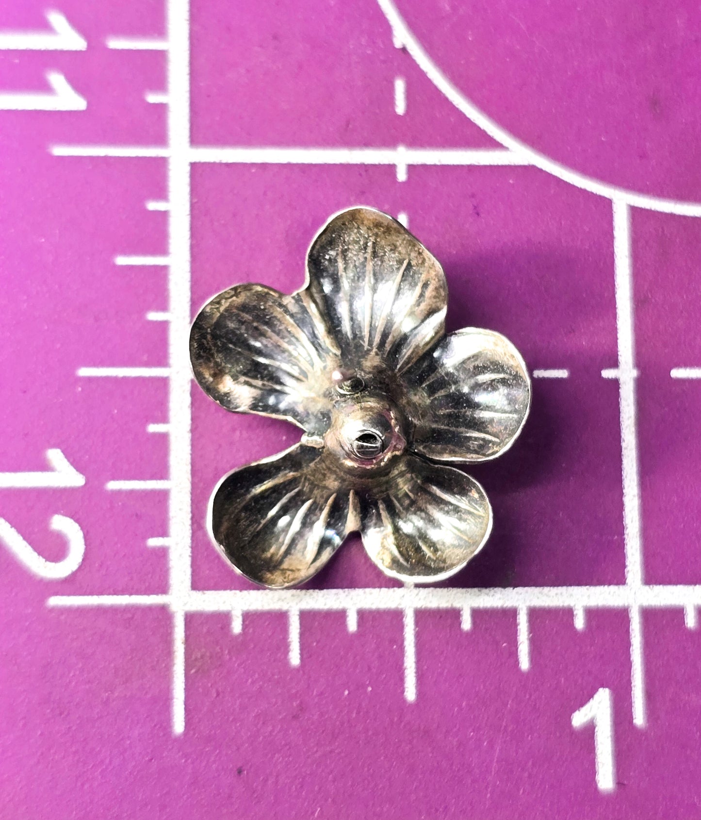 Beau sterling vintage hibiscus flower signed mid century post earrings