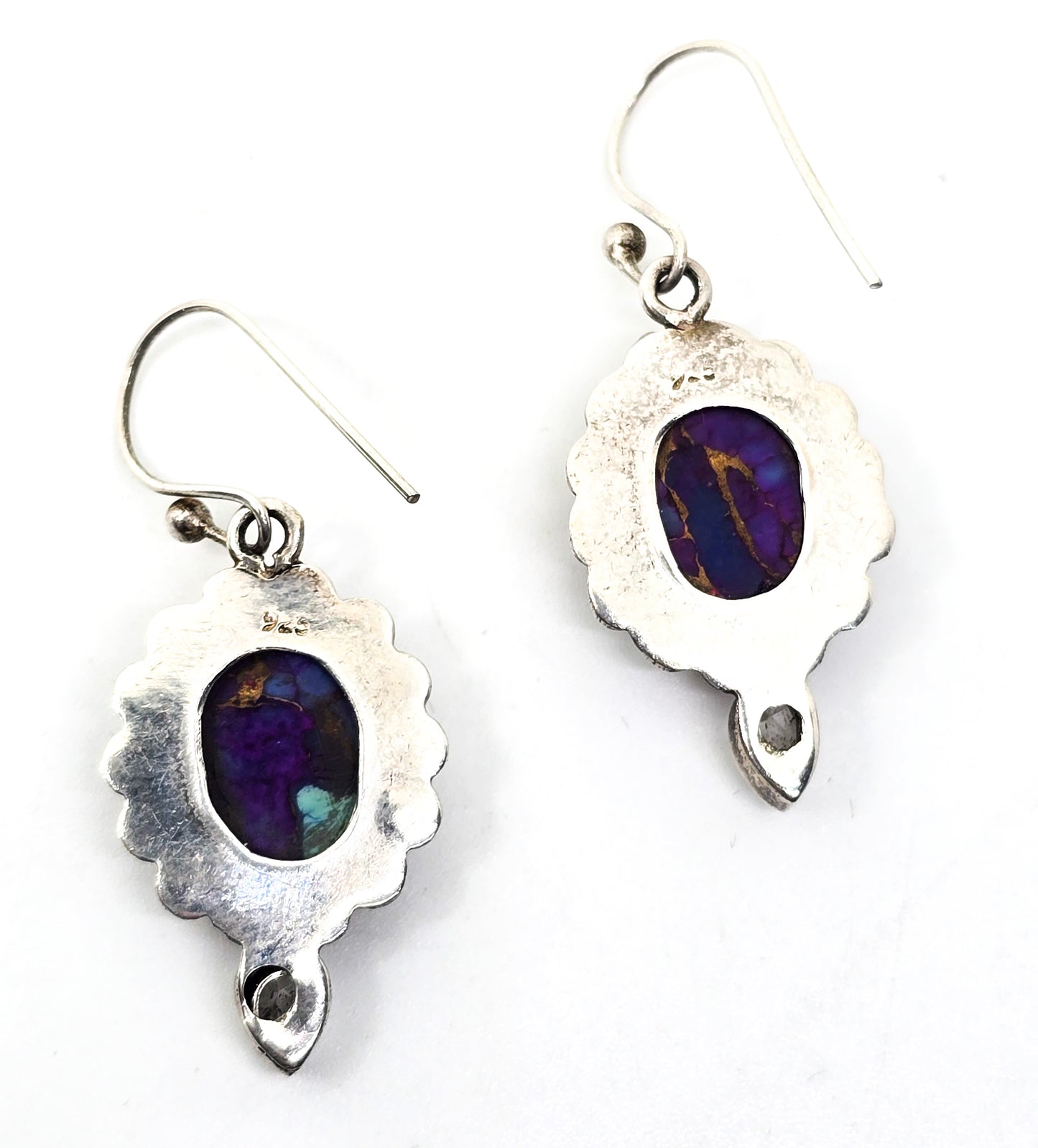 Purple copper mojave turquoise Cubic zirconia CZ gemstone sterling silver earrings