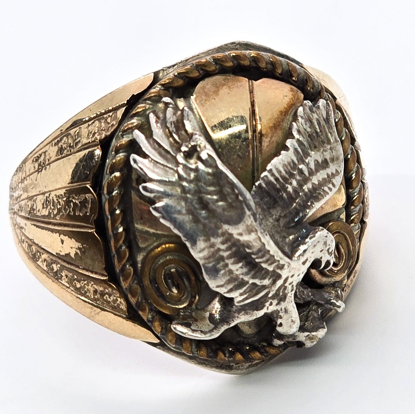 Silver Ray Sterling Silver & 10k GF gold filled American Eagle Statement Ring size 11.5