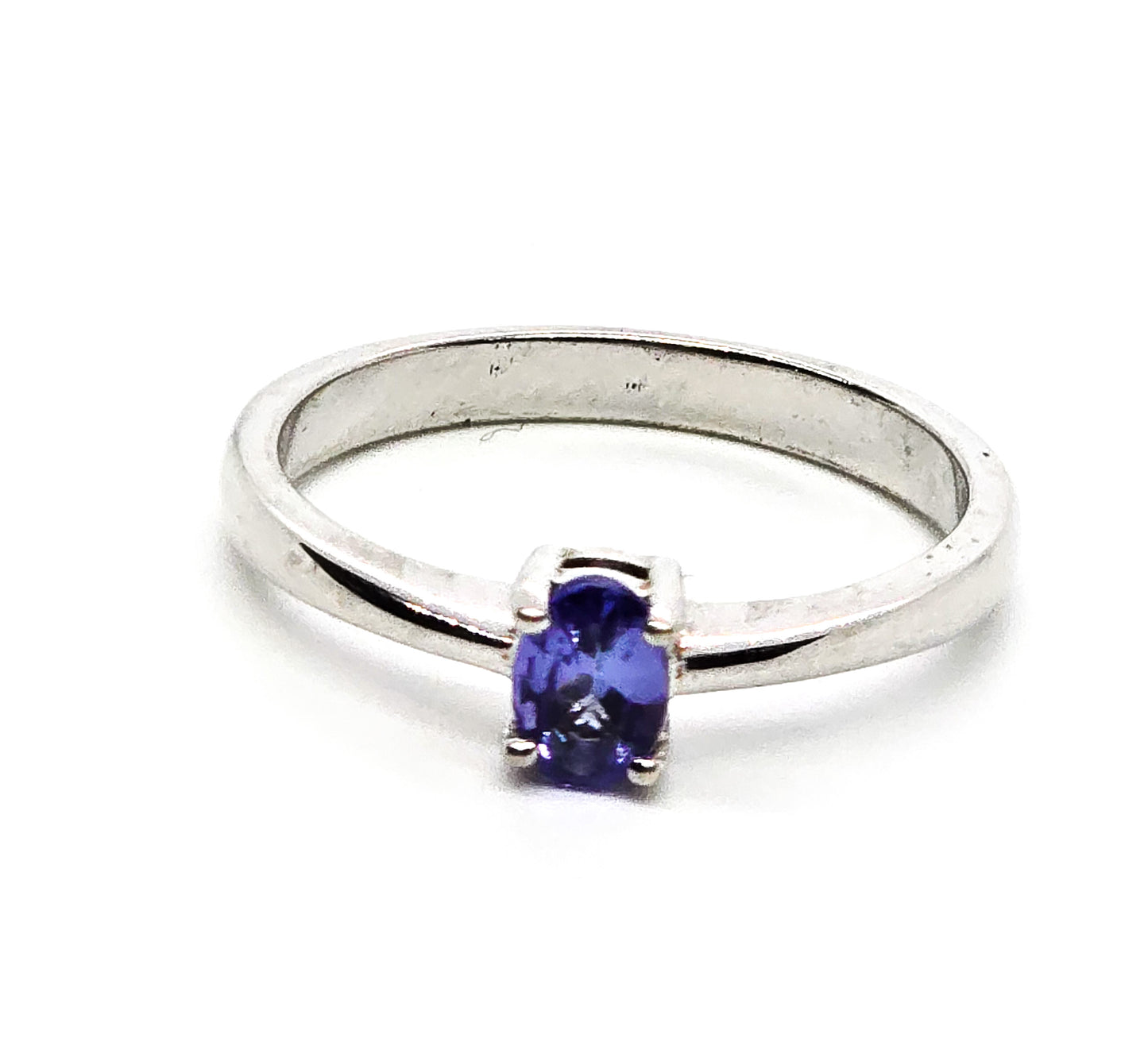 Tanzanite Rhodium Over Sterling Silver Ring solitaire gemstone ring size 9 BBJ