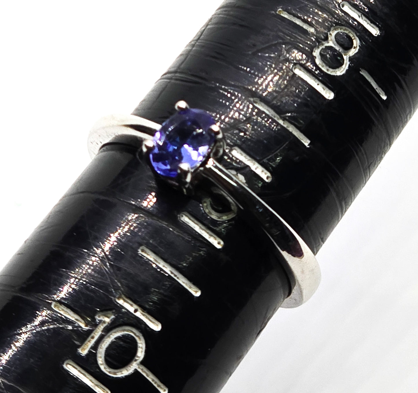 Tanzanite Rhodium Over Sterling Silver Ring solitaire gemstone ring size 9 BBJ