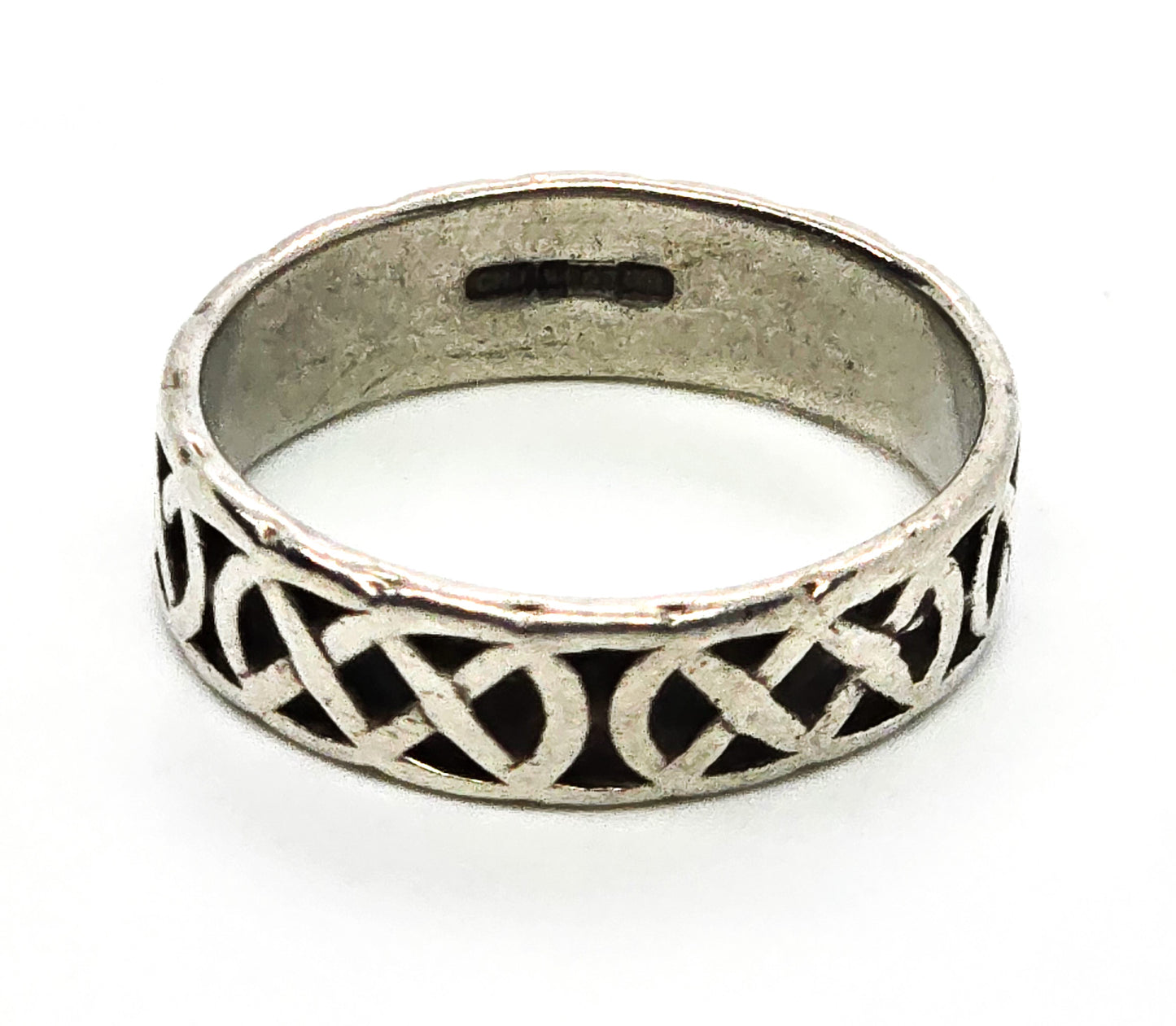 CHJ Dublin Ireland vintage sterling silver celtic trinity knot sterling silver ring band size 9