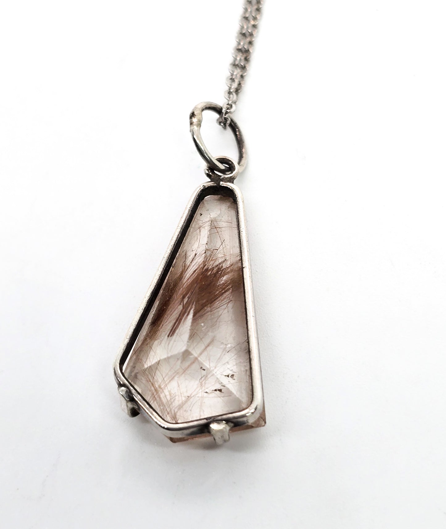 Brazilian Red Rutilated Quartz sterling silver pendant necklace