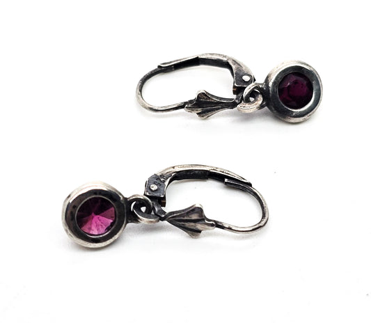 Umbalite purple Garnet faceted gemstone small petite sterling silver earrings