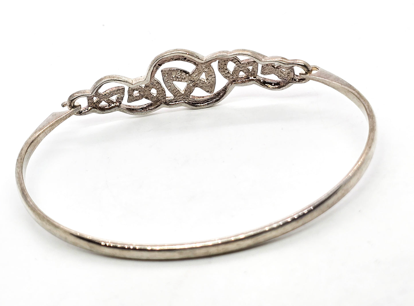 Irish Celtic knot hinged vintage thin sterling silver bangle bracelet Ireland