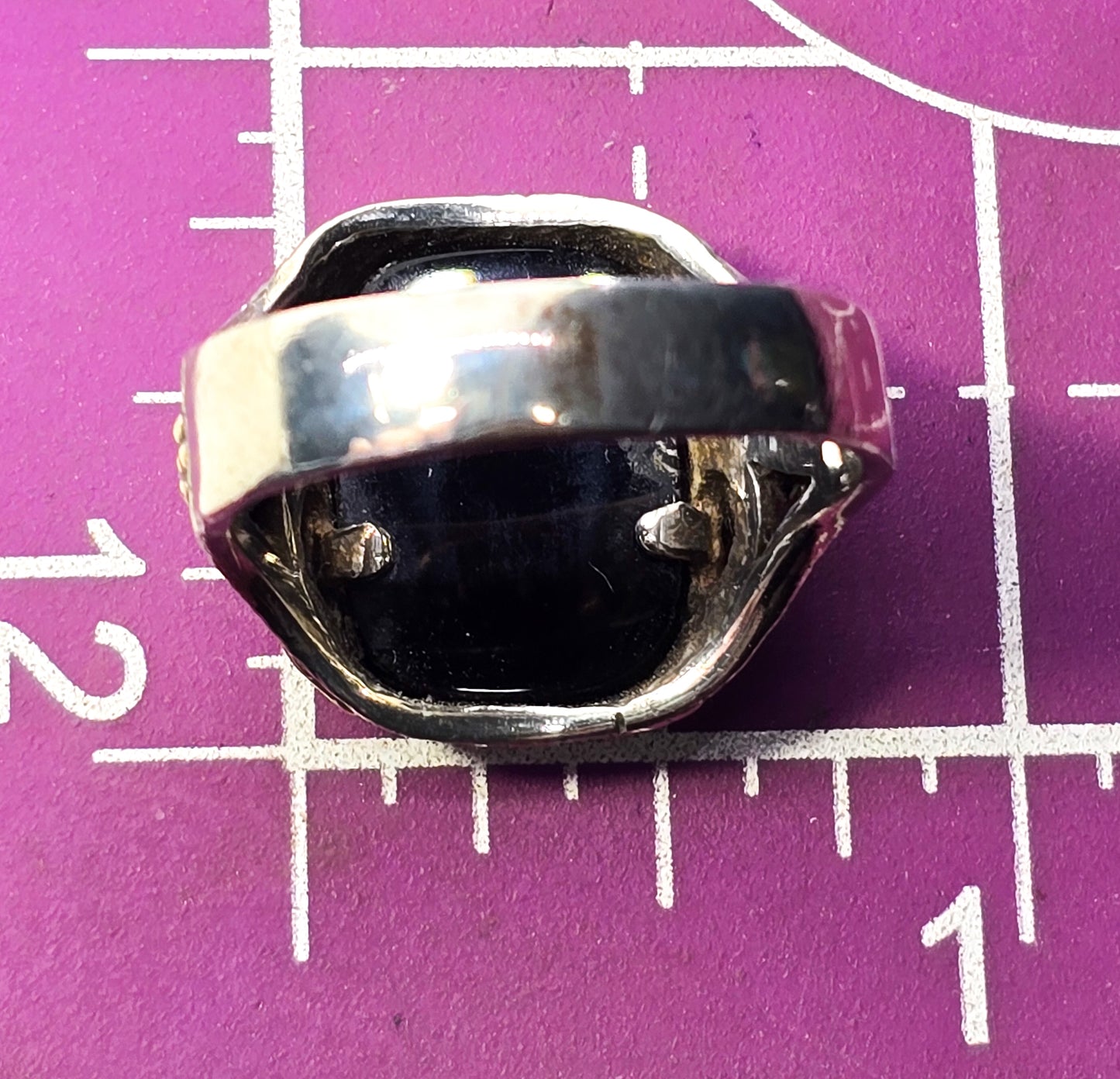 Black Hills Gold Mt. Rushmore Onyx bird gold on sterling silver vintage ring size 10