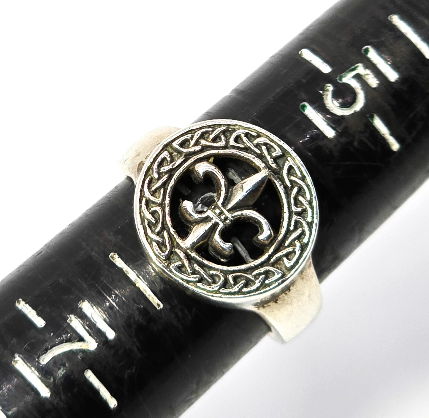 Peter stone PSCL celtic knot druid fleur de lis sterling silver ring size 6