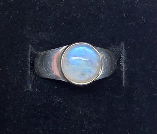 Jane Diaz Blue moonstone tribal style Nepal vintage sterling silver ring size 8