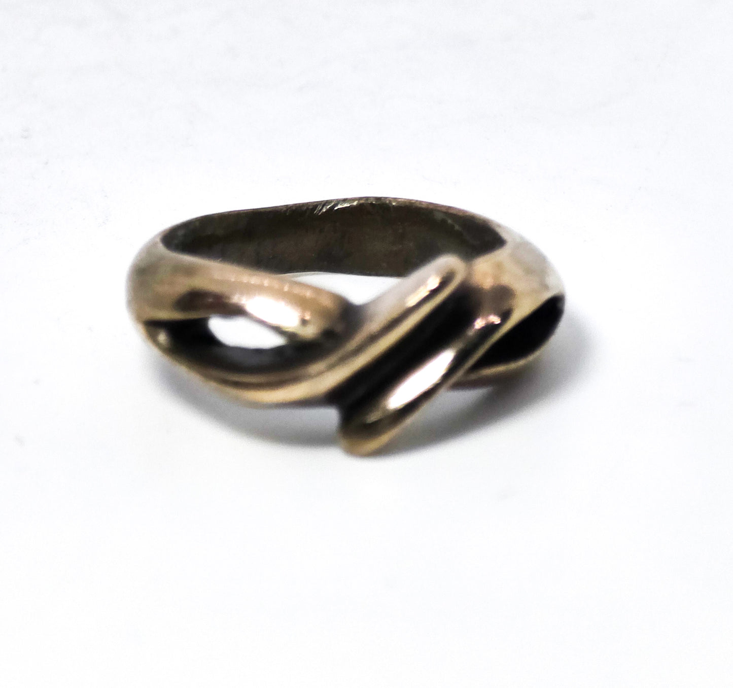 Retro Abstract Vermeil gold over sterling silver solid ring band size 6