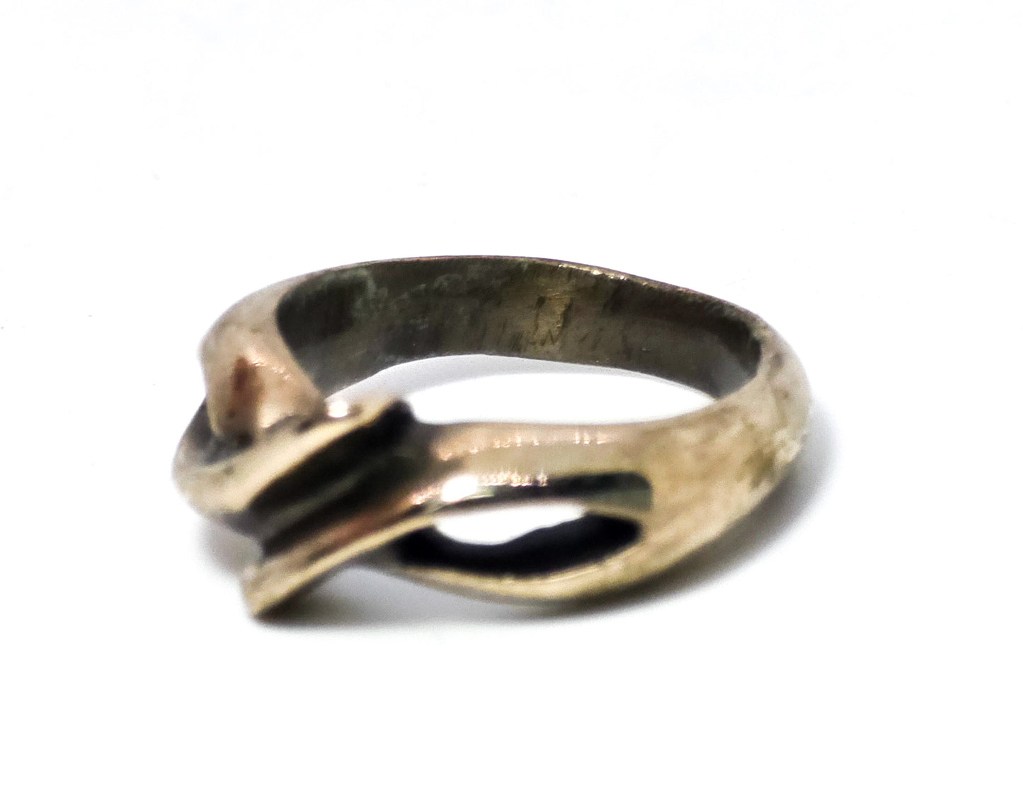 Retro Abstract Vermeil gold over sterling silver solid ring band size 6