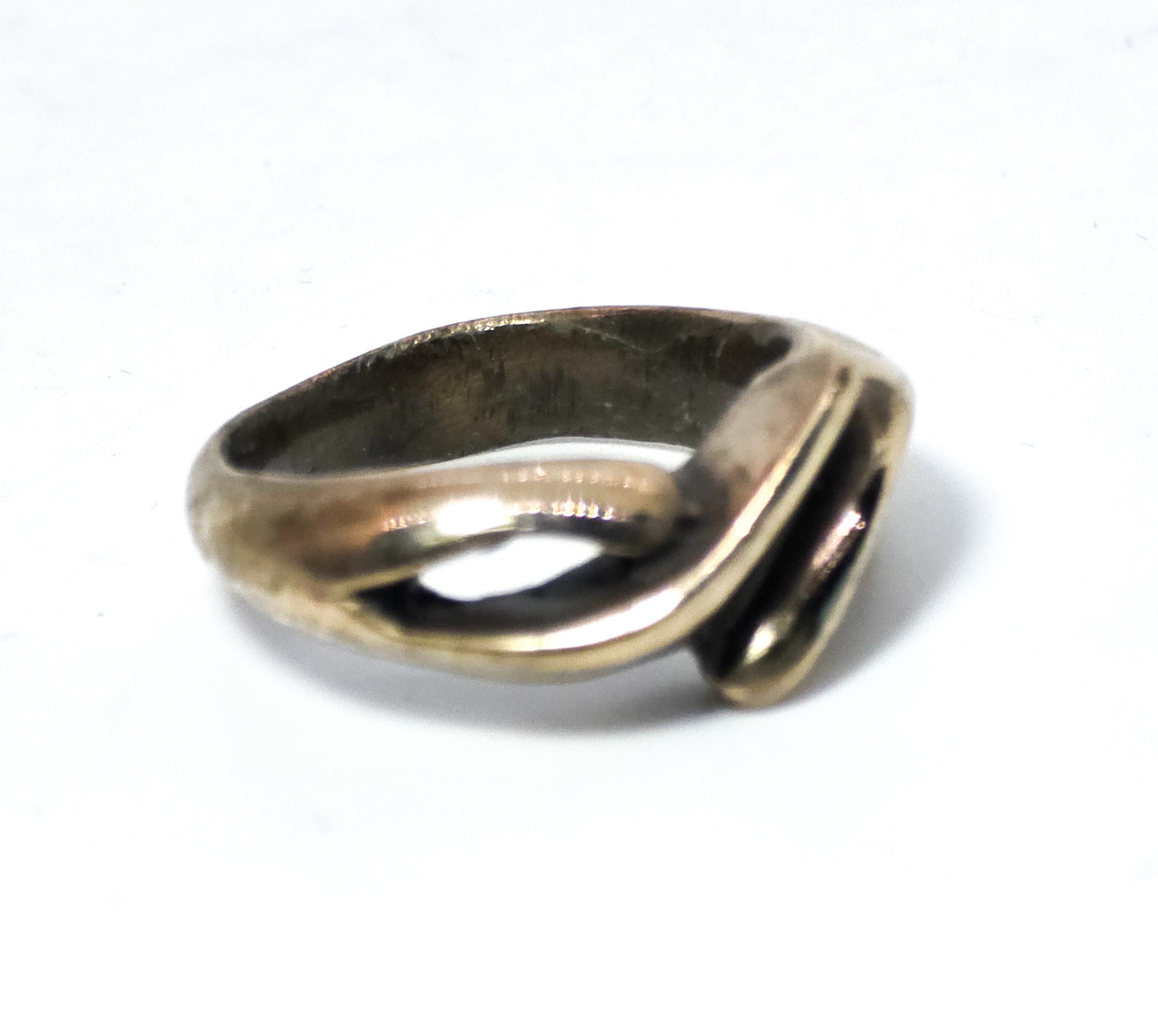 Retro Abstract Vermeil gold over sterling silver solid ring band size 6