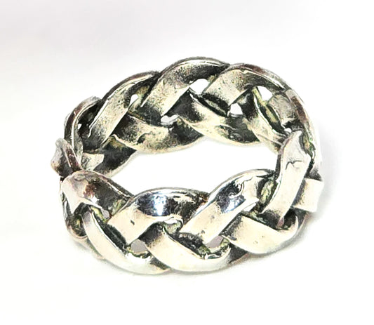 Viking braided vintage sterling silver Celtic retro knotted ring band size 5