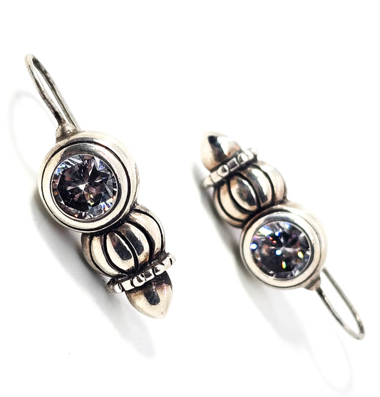 Headlight Sterling silver Cubic Zirconia vintage drop earrings 925