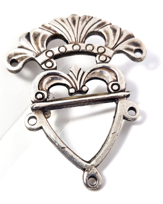 Victorian Scottish Luckenbooth Mary Queen of Scotts antique sterling silver brooch