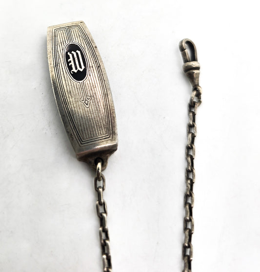 W Edwardian antique Hickok sterling silver belt loop beltogram watch chain fob