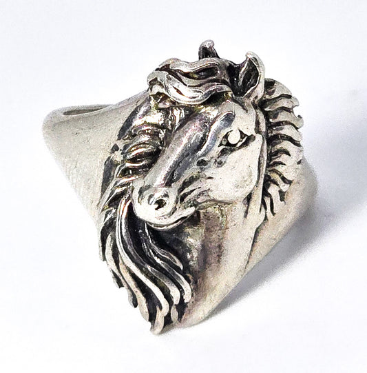 Horse Cowgirl Rodeo cloud sterling vintage sterling silver Equestrian ring size 8.5