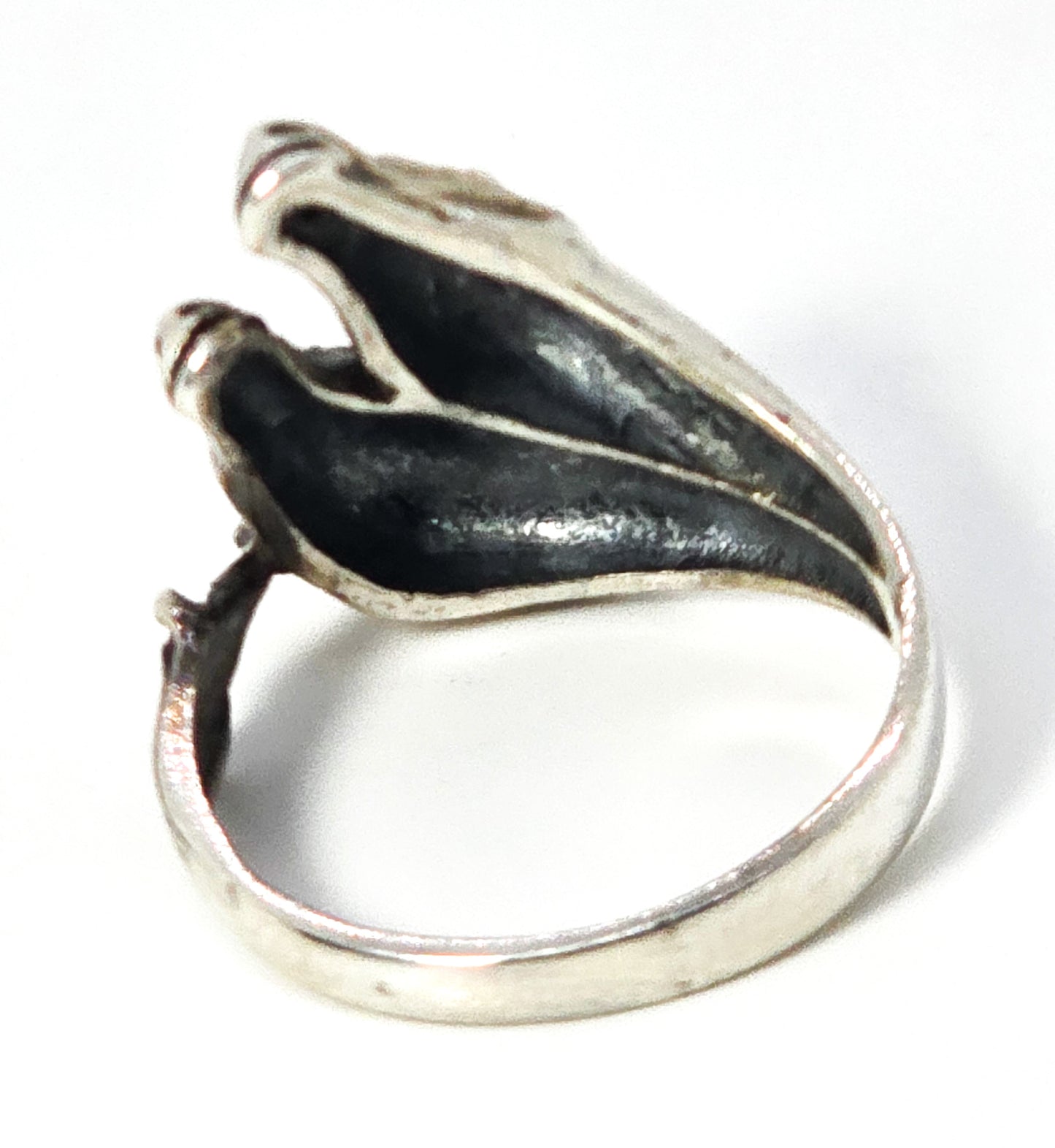 Double Horse Cowgirl Rodeo Mare vintage sterling silver Equestrian ring size 5.5