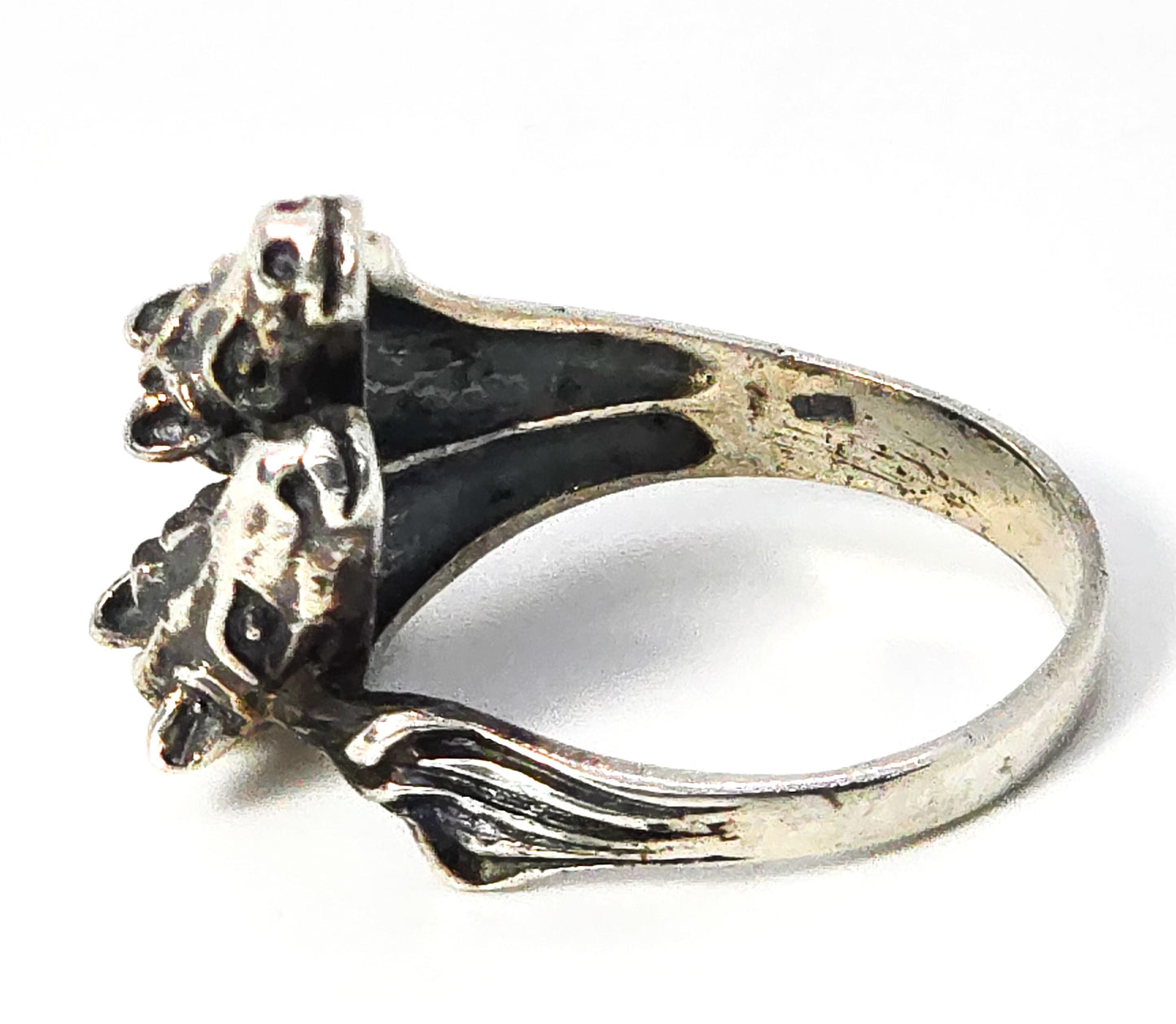 Double Horse Cowgirl Rodeo Mare vintage sterling silver Equestrian ring size 5.5