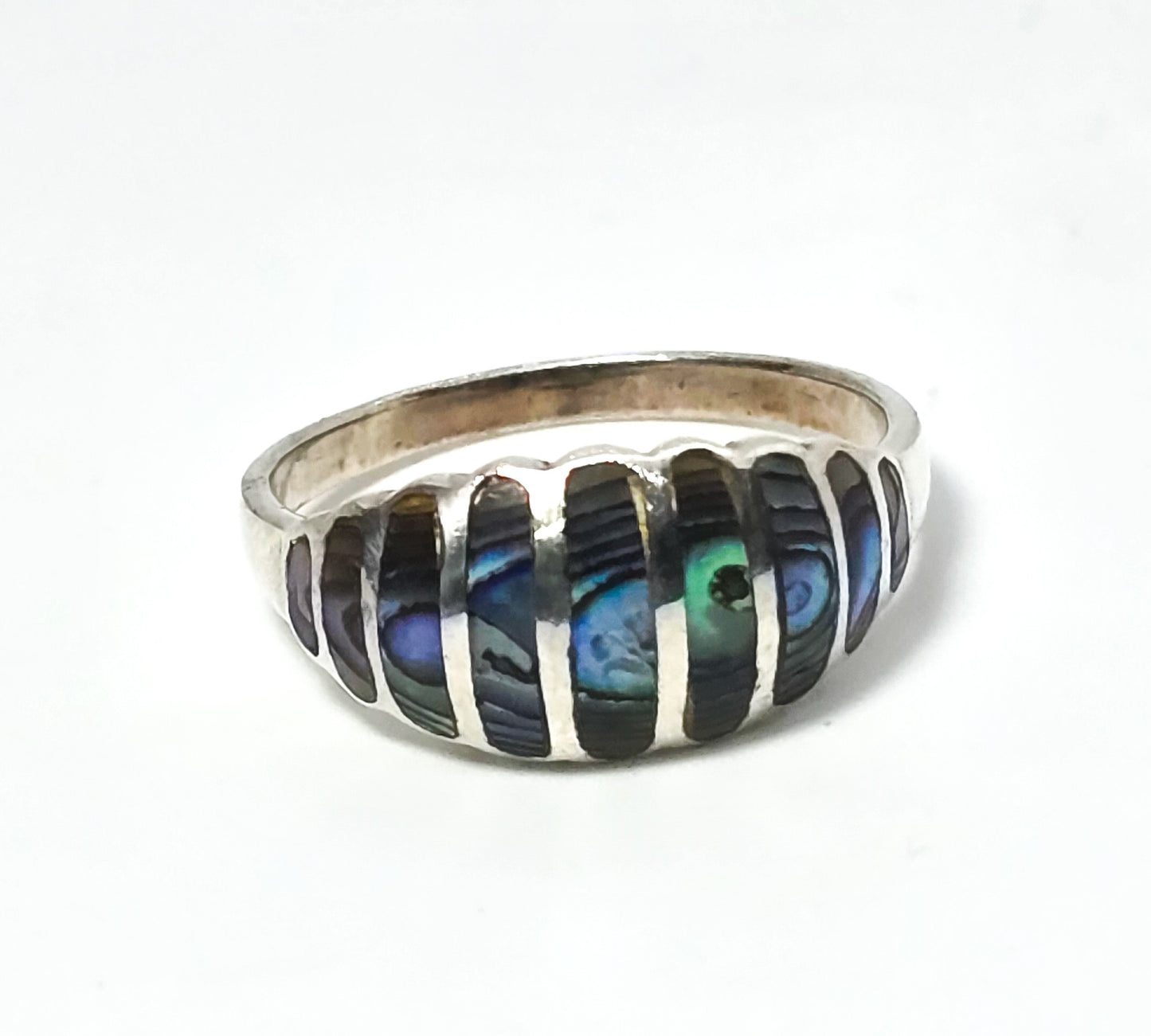 Abalone Paua Southwestern inlay vintage sterling silver ring size 8.5
