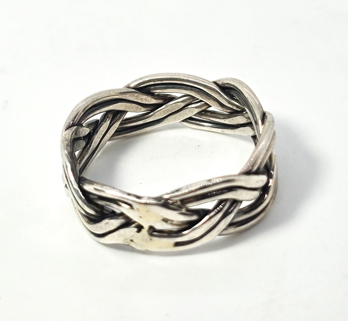 Viking braided vintage sterling silver Celtic retro knotted ring band size 9