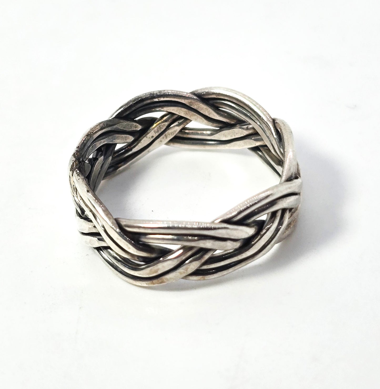 Viking braided vintage sterling silver Celtic retro knotted ring band size 9