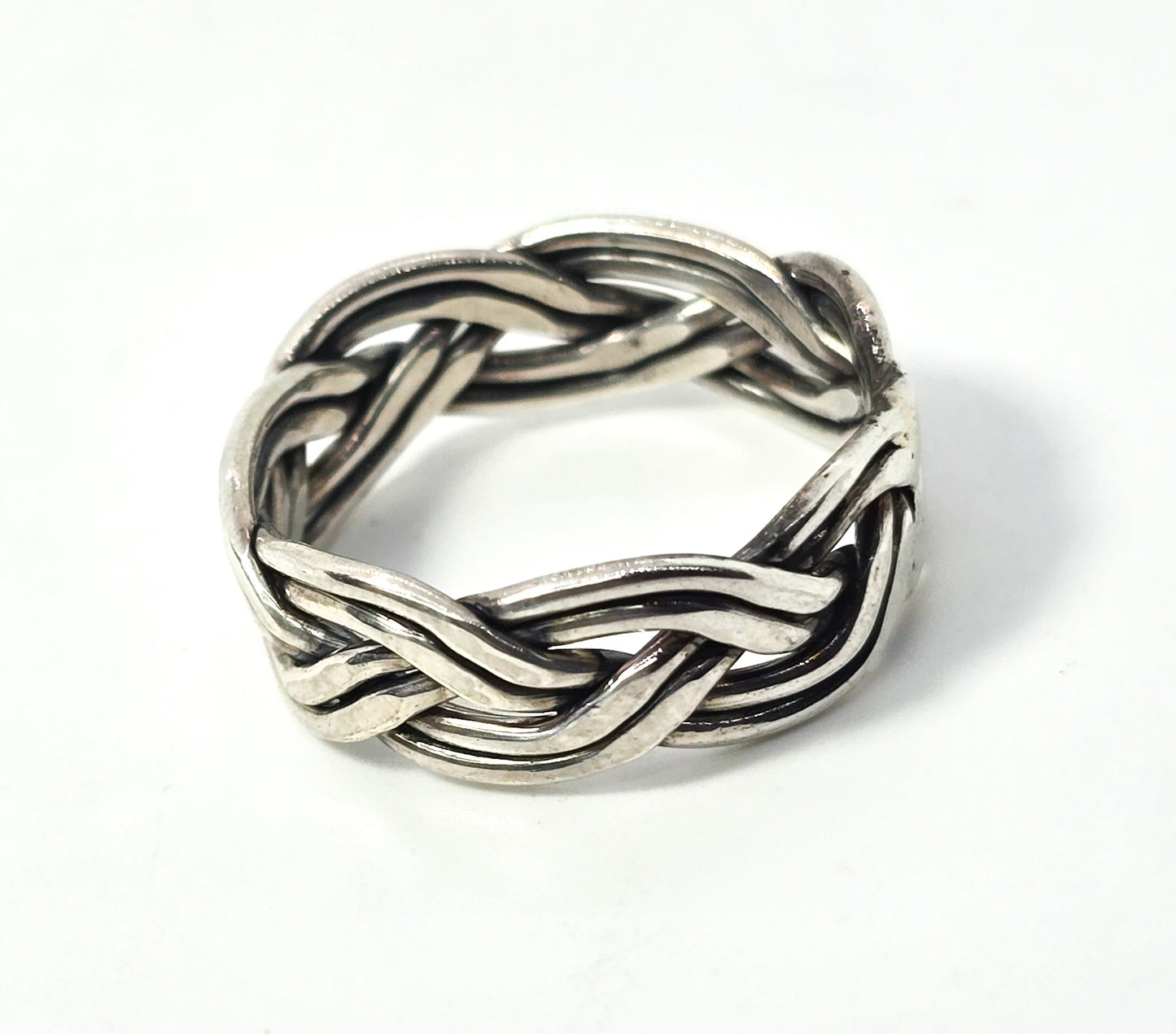 Viking braided vintage sterling silver Celtic retro knotted ring band size 9