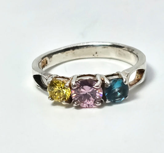 Dakota West Shube rainbow cubic zirconia sterling silver ring size 6