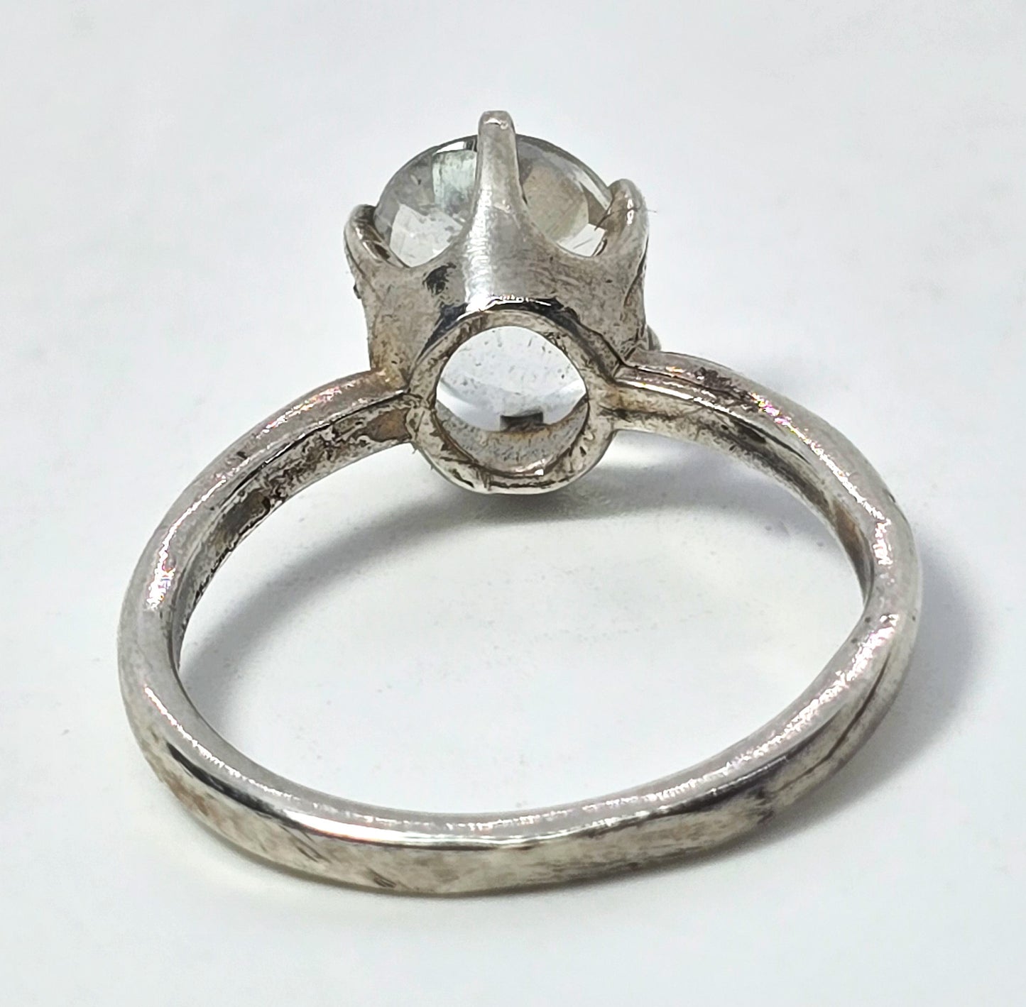 Blue topaz 1.9ct prong set vintage sterling silver solitaire ring size 6