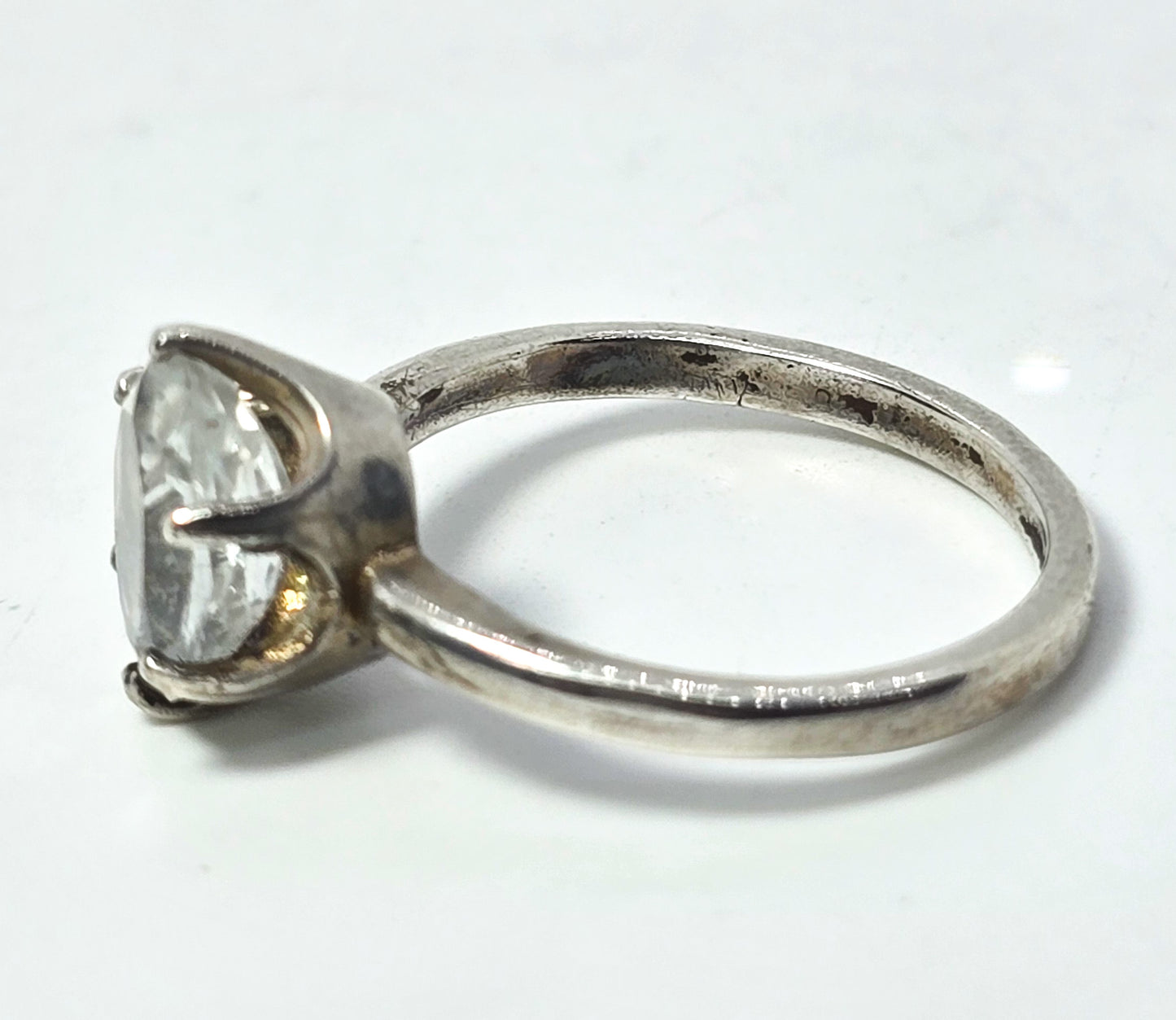 Blue topaz 1.9ct prong set vintage sterling silver solitaire ring size 6