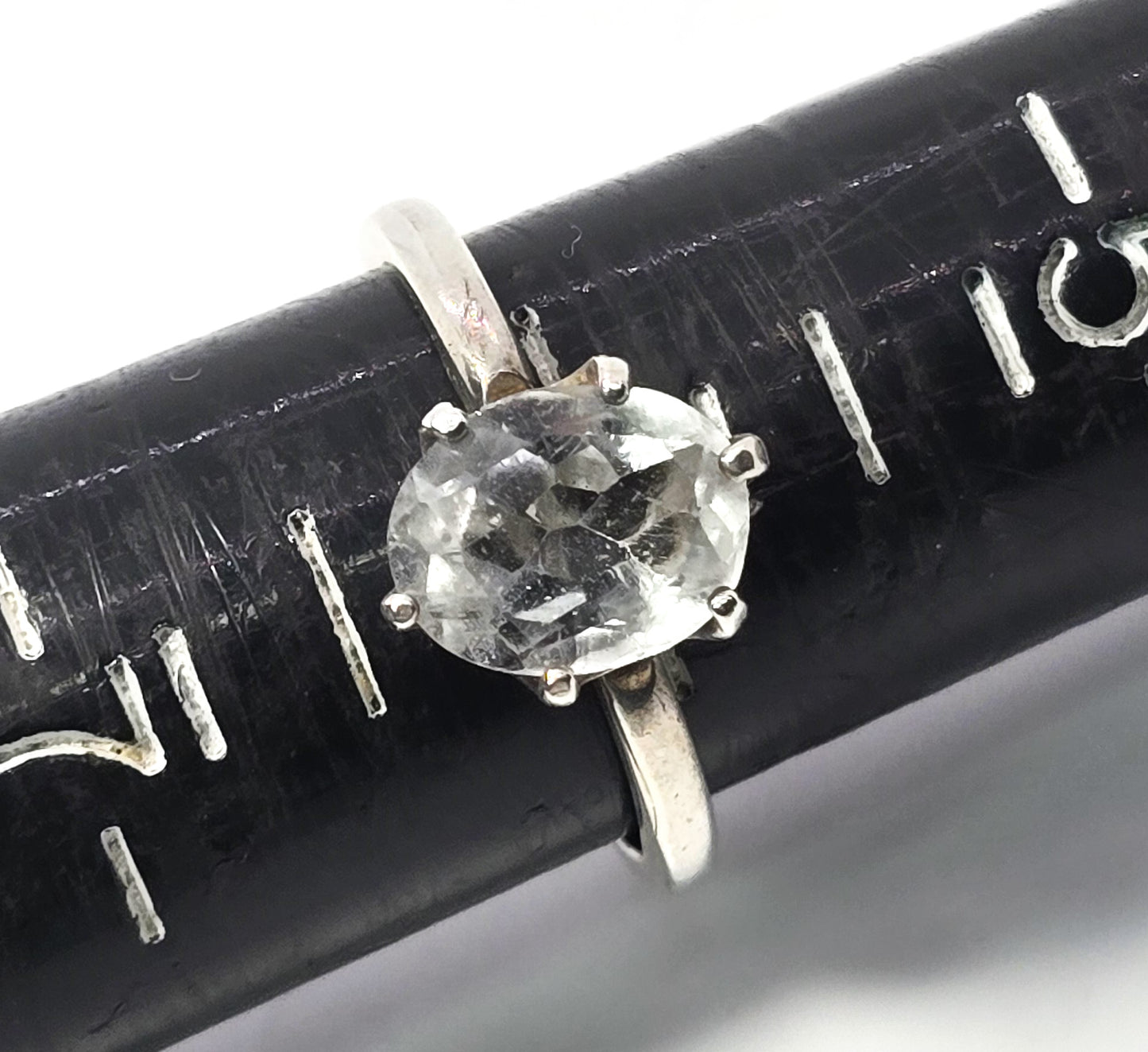 Blue topaz 1.9ct prong set vintage sterling silver solitaire ring size 6