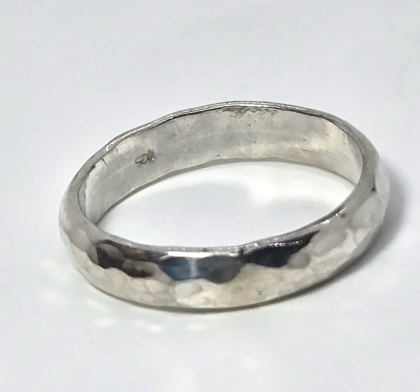 Artisan hammered sterling silver stacker ring simple minimalist band size 8.75