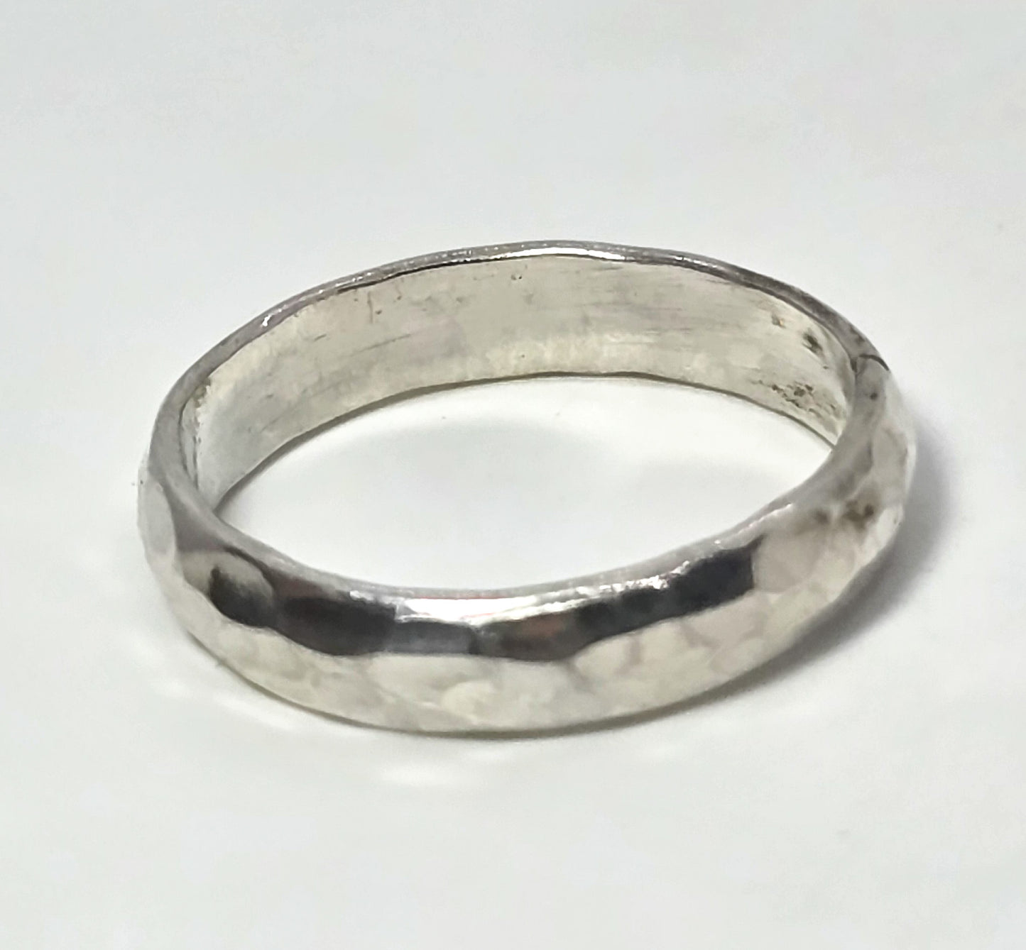 Artisan hammered sterling silver stacker ring simple minimalist band size 8.75