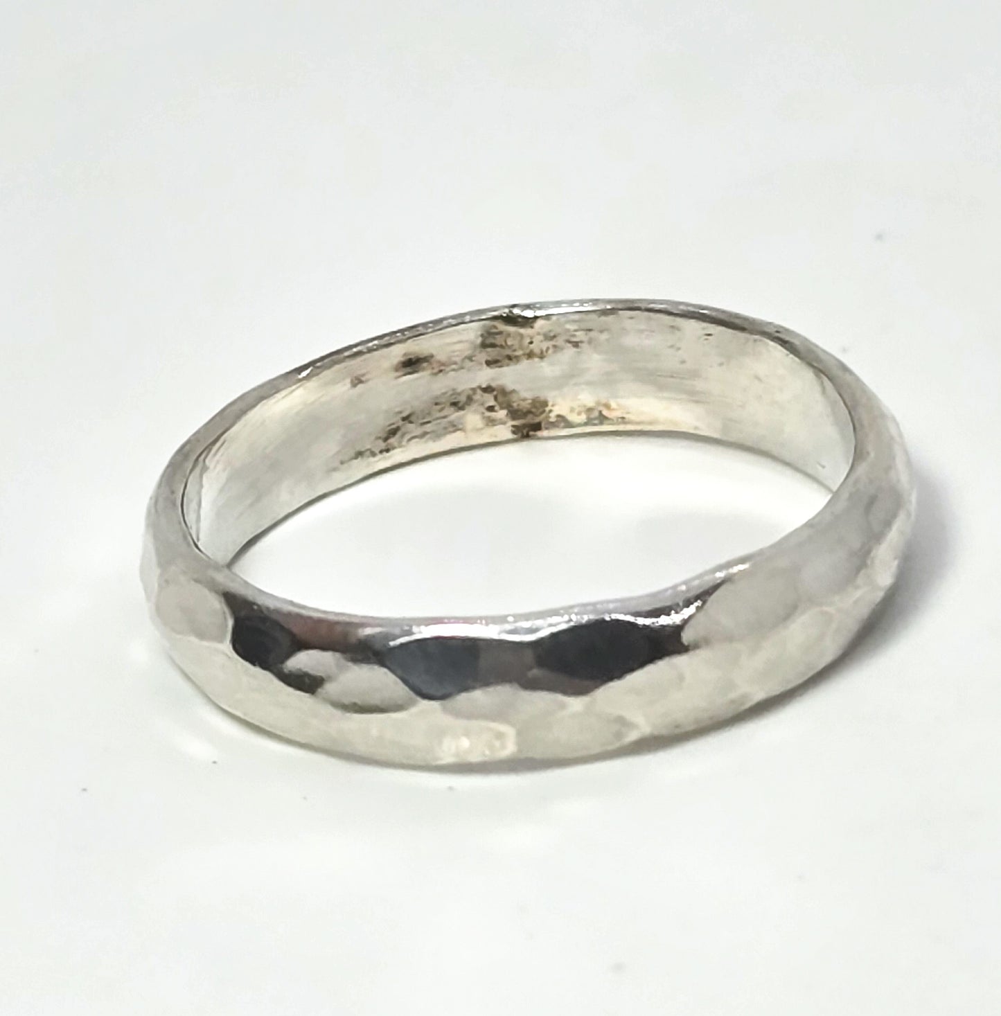 Artisan hammered sterling silver stacker ring simple minimalist band size 8.75