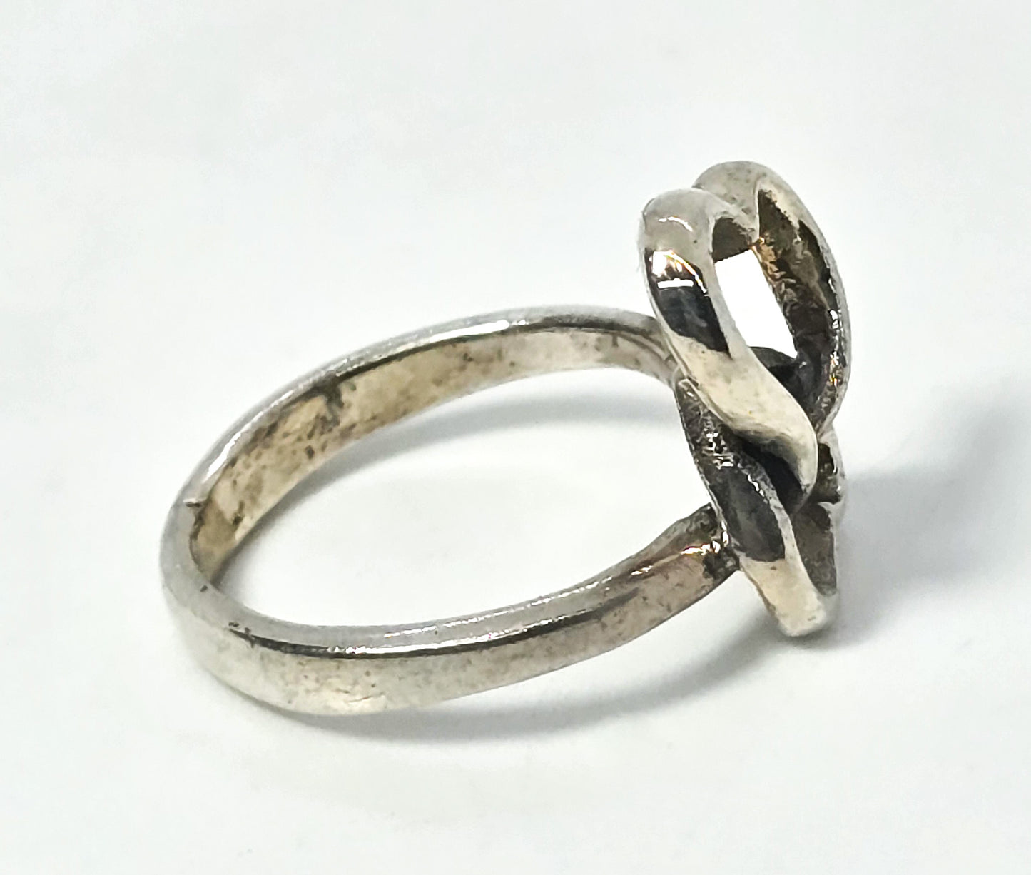 Double open heart sterling silver vintage sweetheart promise ring size 7