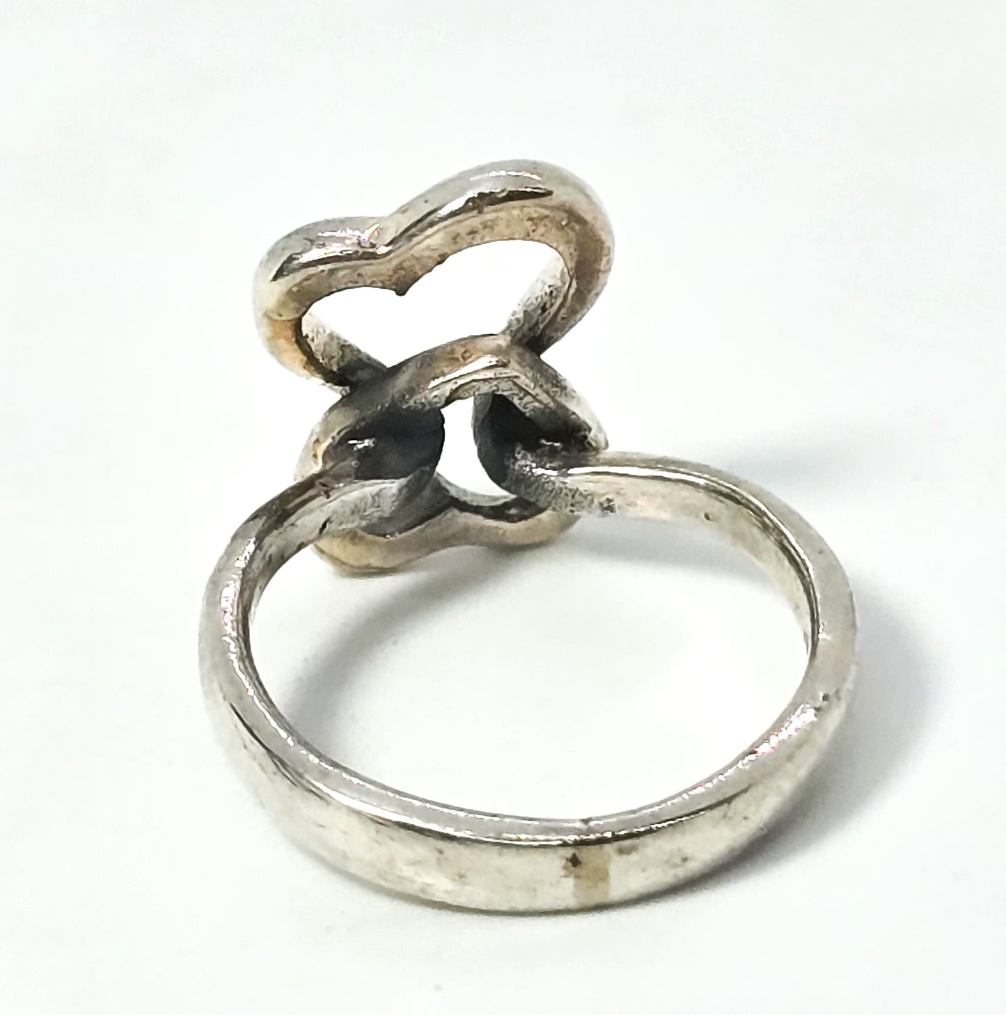 Double open heart sterling silver vintage sweetheart promise ring size 7