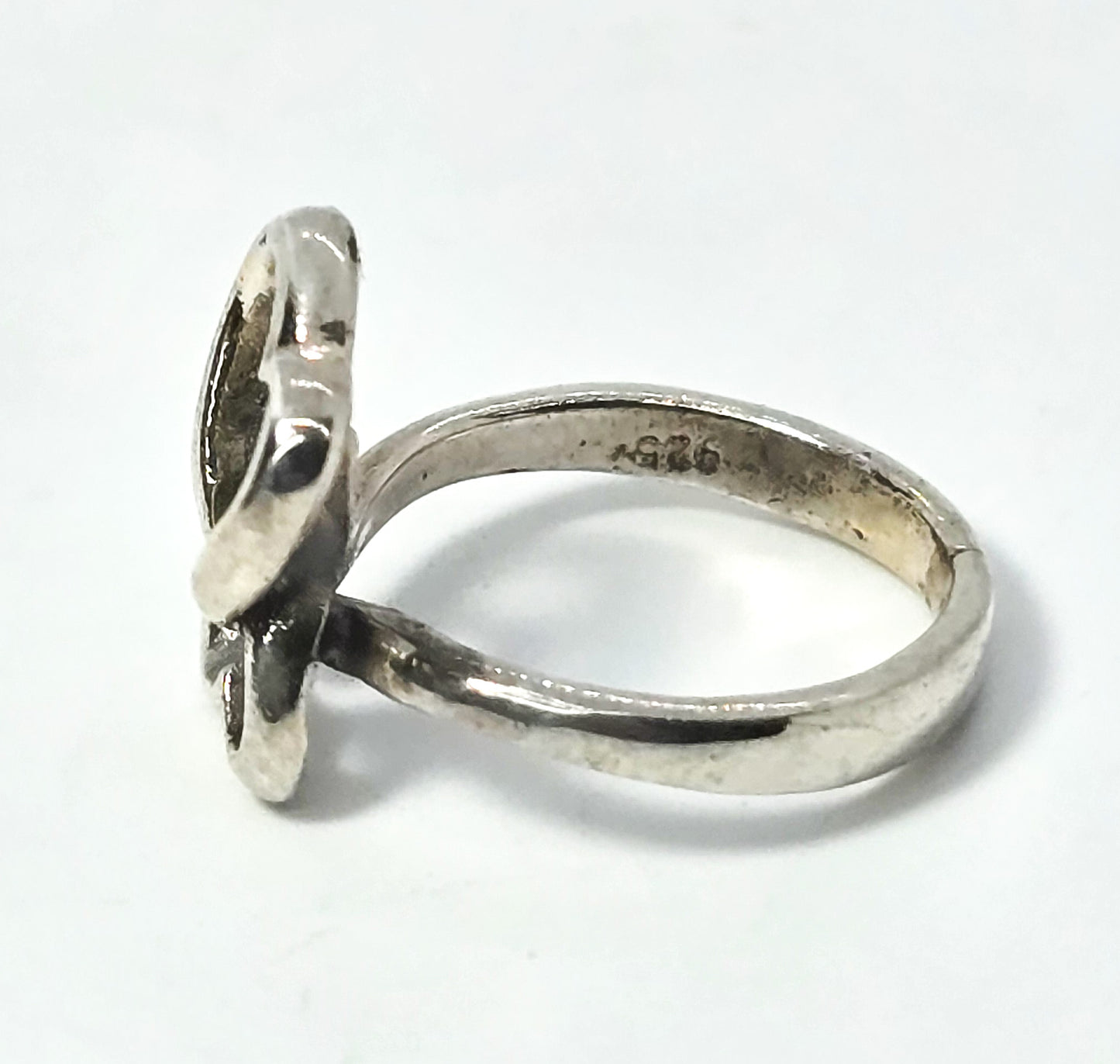 Double open heart sterling silver vintage sweetheart promise ring size 7