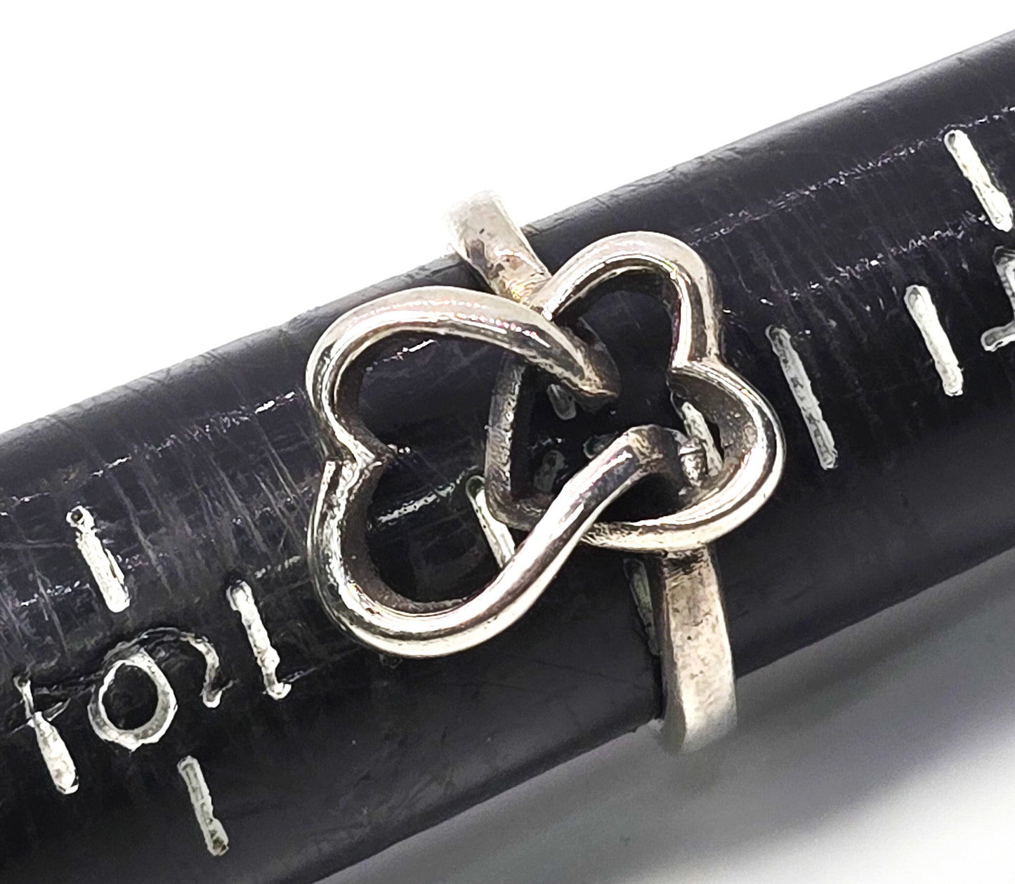 Double open heart sterling silver vintage sweetheart promise ring size 7