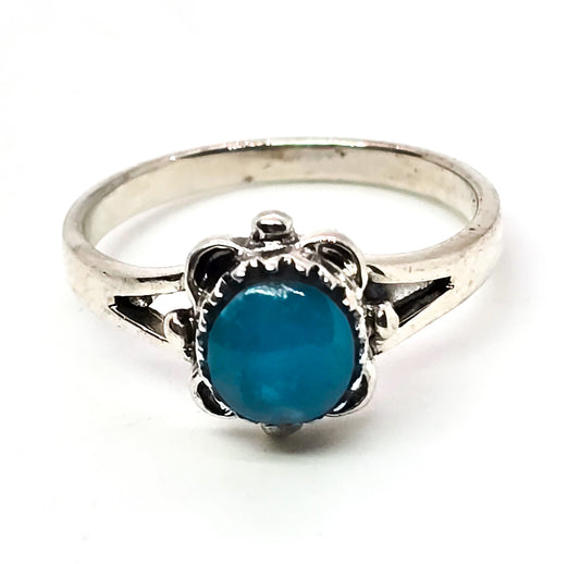 Turquoise Navajo split shank Southwestern vintage sterling silver ring size 6