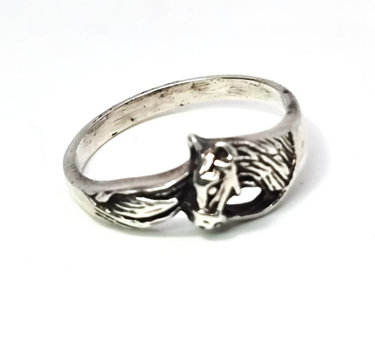 Horse Mane and tail Cowgirl Rodeo sterling vintage sterling silver Equestrian ring size 9