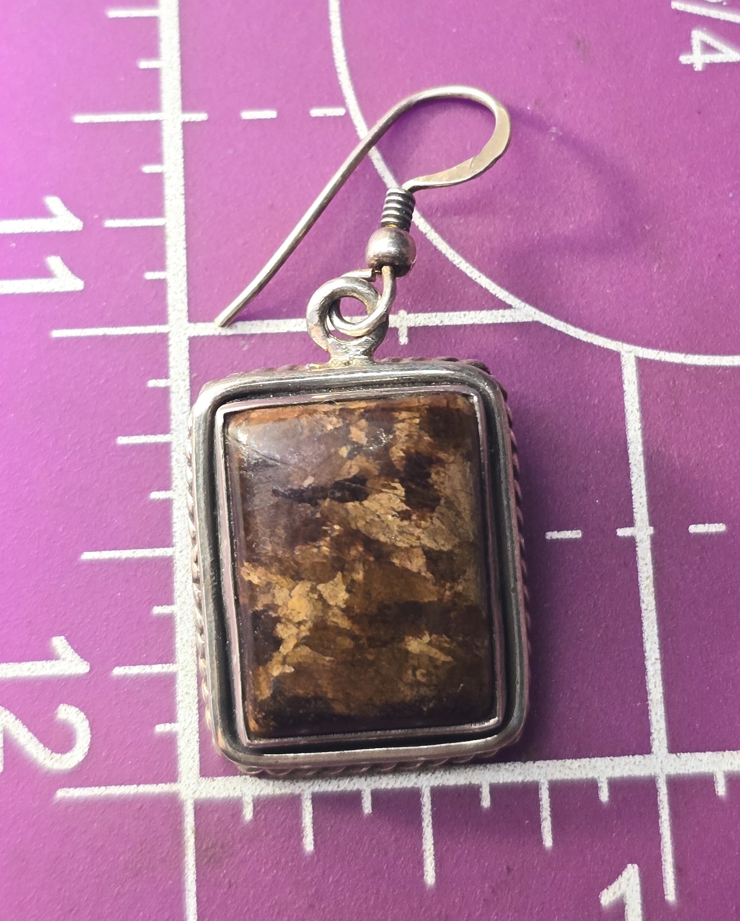 Brown Pietersite large tiger's eye thick heavy sterling silver gemstone earrings