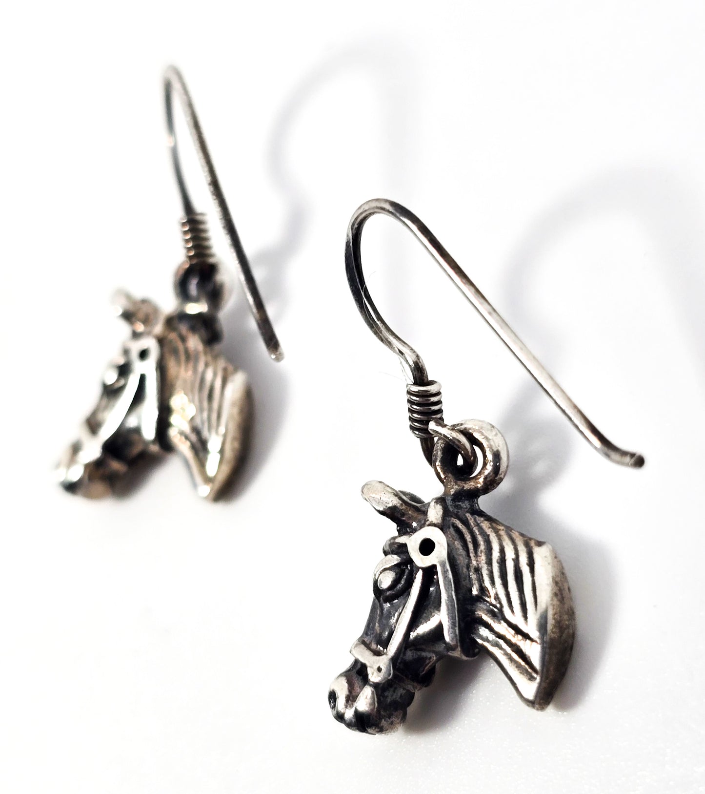 Horse head Cowgirl Rodeo vintage sterling silver Equestrian dressed horse earrings