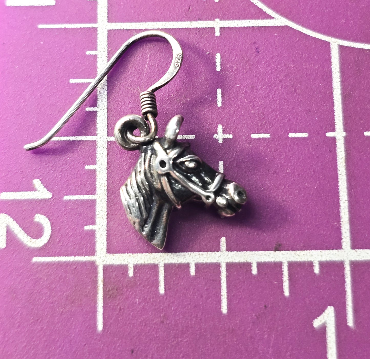 Horse head Cowgirl Rodeo vintage sterling silver Equestrian dressed horse earrings
