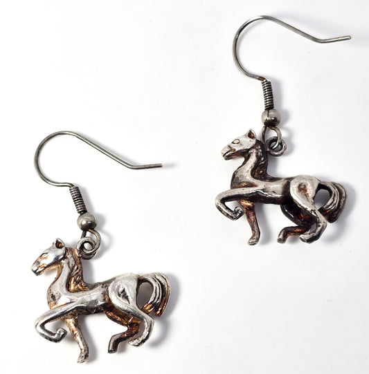 Horse Cowgirl Rodeo vintage sterling silver Equestrian horse earrings