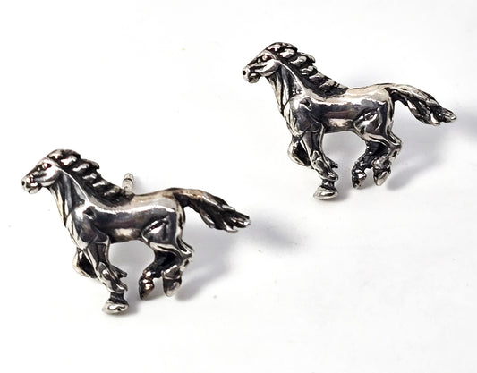 Kabana Horse Cowgirl Rodeo vintage sterling silver Equestrian post stud earrings