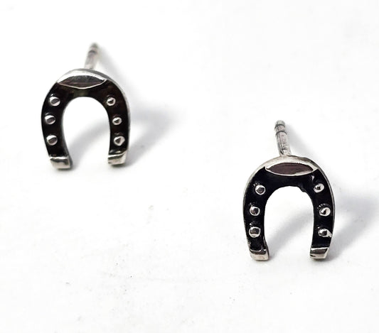 Horseshoe lucky Rodeo vintage sterling silver Equestrian horse stud earrings