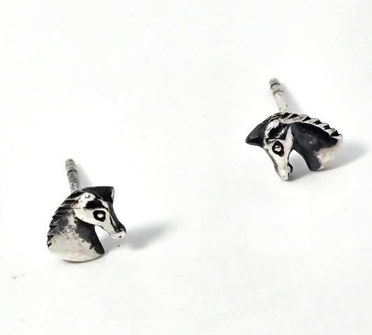 Horse Head Cowgirl Rodeo vintage sterling silver Equestrian post stud earrings