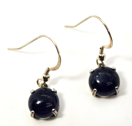 Amethyst purple gemstone open work vintage sterling silver drop earrings