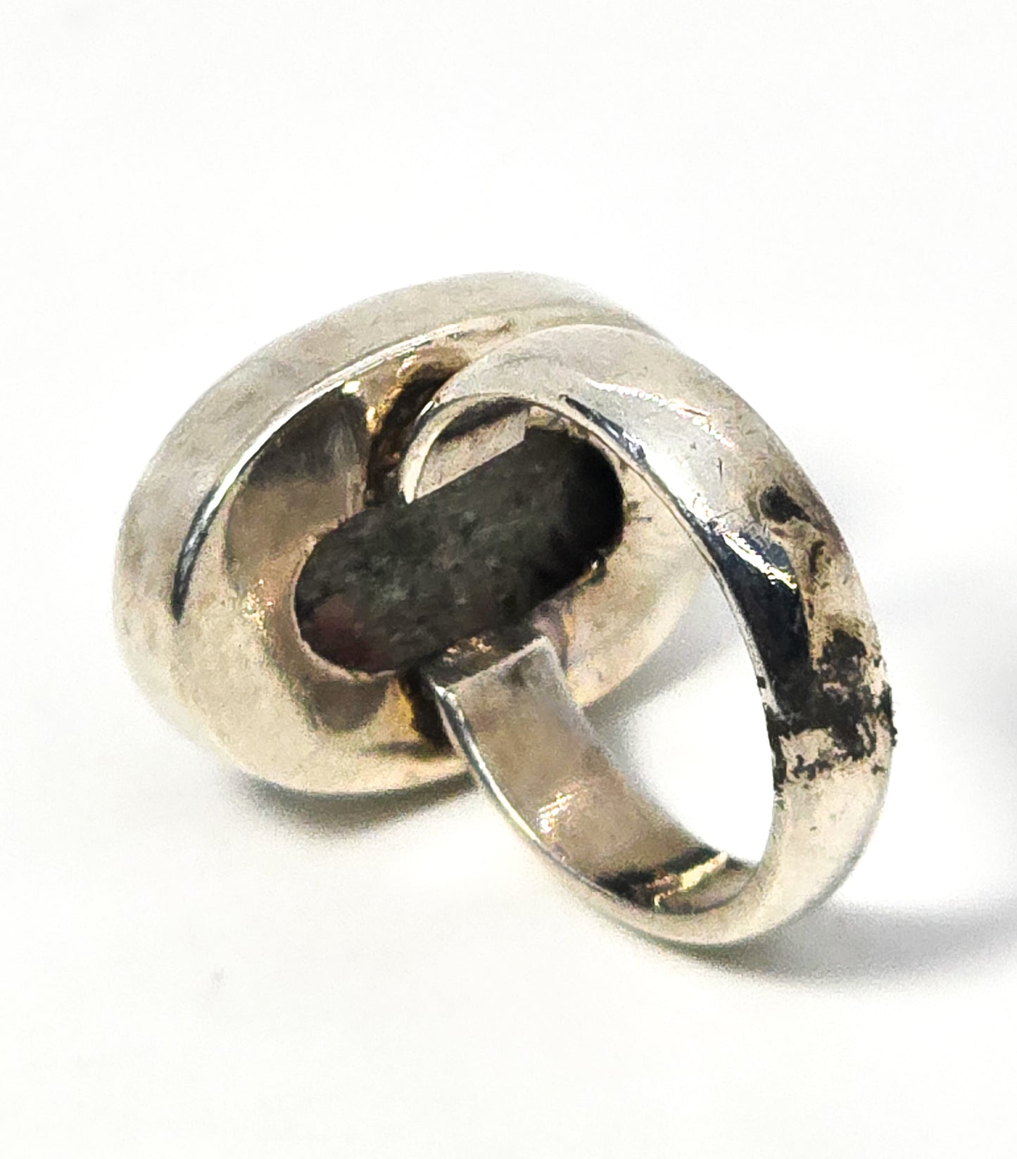 Unakite Green gemstone sterling silver large vintage statement ring size 6.5