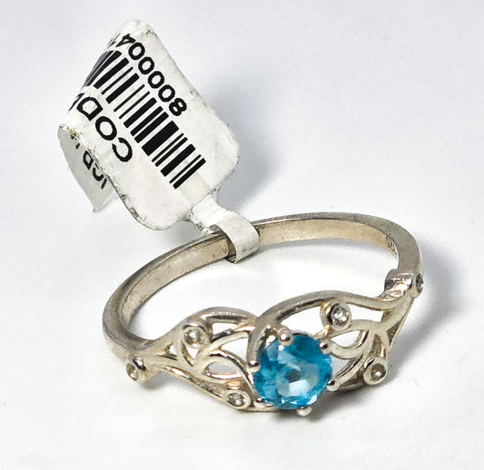 Blue apatite clear quartz multi gemstone sterling silver ring size 8.5 NWT